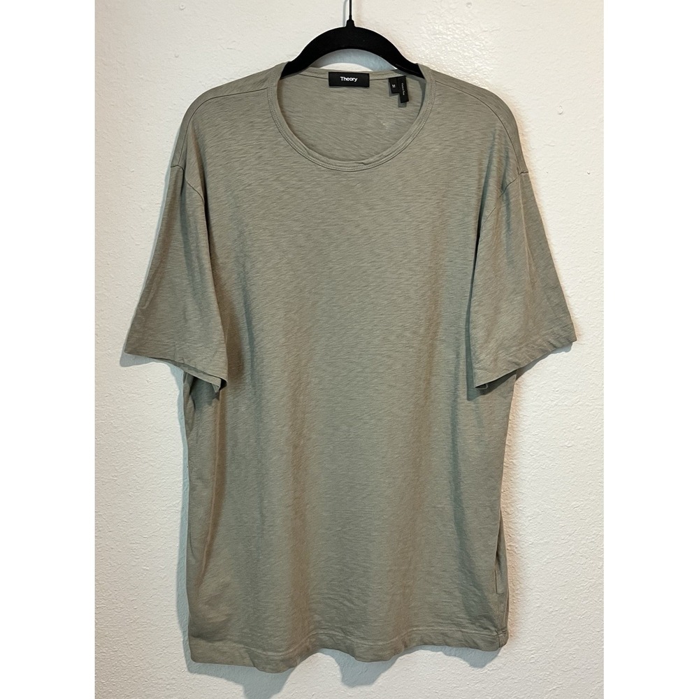 Theory Essential Crew Neck T-Shirt Men's Medium Green Short Sleeve Designer
